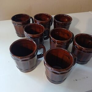 Elegant Brown Stoneware Mug Set